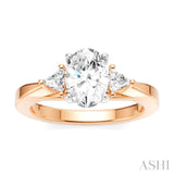 1/4 Ctw Oval Shape Trillion Cut & Round Cut Diamond Semi Mount Engagement Ring in 14K Rose and White Gold