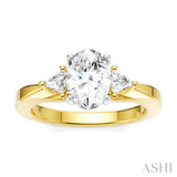 1/4 Ctw Oval Shape Trillion Cut & Round Cut Diamond Semi Mount Engagement Ring in 14K Yellow and White Gold