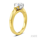 1/4 Ctw Oval Shape Trillion Cut & Round Cut Diamond Semi Mount Engagement Ring in 14K Yellow and White Gold
