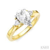 1/4 Ctw Pear Shape Trillion Cut & Round Cut Diamond Semi Mount Engagement Ring in 14K Yellow and White Gold