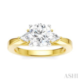 1/4 Ctw Circular Shape Trillion and Round Cut Diamond Semi Mount Engagement Ring in 14K Yellow and White Gold