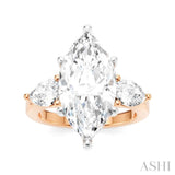 1 Ctw Tri-Mount Marquise Shape Center Pear and Round Cut Diamond Semi Mount Engagement Ring in 14K Rose and White Gold