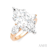 1 Ctw Tri-Mount Marquise Shape Center Pear and Round Cut Diamond Semi Mount Engagement Ring in 14K Rose and White Gold