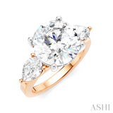 1 Ctw Tri-Mount Circular Shape Center Pear and Round Cut Diamond Semi Mount Engagement Ring in 14K Rose and White Gold