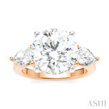 1 Ctw Tri-Mount Circular Shape Center Pear and Round Cut Diamond Semi Mount Engagement Ring in 14K Rose and White Gold
