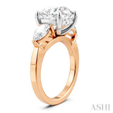1 Ctw Tri-Mount Circular Shape Center Pear and Round Cut Diamond Semi Mount Engagement Ring in 14K Rose and White Gold