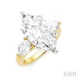 1 Ctw Tri-Mount Marquise Shape Center Pear and Round Cut Diamond Semi Mount Engagement Ring in 14K Yellow and White Gold
