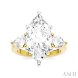 1 Ctw Tri-Mount Marquise Shape Center Pear and Round Cut Diamond Semi Mount Engagement Ring in 14K Yellow and White Gold