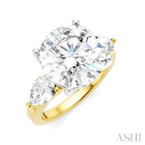 1 Ctw Tri-Mount Circular Shape Center Pear and Round Cut Diamond Semi Mount Engagement Ring in 14K Yellow and White Gold