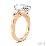 1/2 Ctw Tri-Mount Centerpiece Pear and Round Cut Diamond Semi Mount Engagement Ring in 14K Rose and White Gold