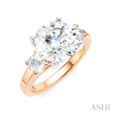 1/2 Ctw Tri-Mount Past, Present and Future Round Cut Diamond Semi Mount Engagement Ring in 14K Rose and White Gold