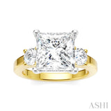 1/2 Ctw Tri-Mount Princess Shape Round Cut Diamond Semi-Mount Engagement Ring in 14K Yellow and White Gold