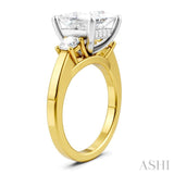 1/2 Ctw Tri-Mount Princess Shape Round Cut Diamond Semi-Mount Engagement Ring in 14K Yellow and White Gold