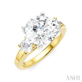 1/2 Ctw Tri-Mount Past, Present and Future Round Cut Diamond Semi-Mount Engagement Ring in 14K Yellow and White Gold