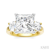 1 1/10 Ctw Tri-Mount Princess Shape Round Cut Diamond Semi-Mount Engagement Ring in 14K Yellow and White Gold