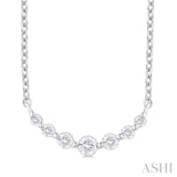 1/8 Ctw Petite Smile Graduated Round Cut Diamond Necklace in Sterling Silver