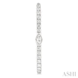 1/3 Ctw Marquise and Round Cut Diamond Rectangular Fashion Hoop Earrings in 14K White Gold