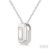 1/3 Ctw Bezel Set Emerald Cut Diamond Bubble Fashion Pendant With Chain in 14K White Gold