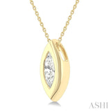 1/3 Ctw Bezel Set Marquise Cut Diamond Bubble Fashion Pendant With Chain in 14K Yellow Gold