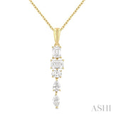 7/8 Ctw Mixed Diamond Cut Dangle Fashion Pendant With Chain in 14K Yellow Gold