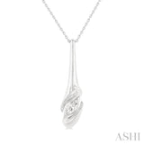 1/3 Ctw Swirl Accent Elongated Teardrop Marquise Cut Diamond Fashion Pendant With Chain in 14K White Gold