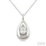 1/4 Ctw Teardrop Pear Cut Diamond Fashion Pendant With Chain in 14K White Gold