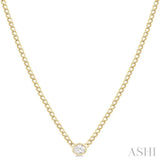 1/5 Ctw Bezel Set Oval Cut Diamond Curb Link Fashion Necklace in 14K Yellow Gold