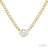 1/5 Ctw Bezel Set Oval Cut Diamond Curb Link Fashion Necklace in 14K Yellow Gold