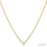 1/5 Ctw Bezel-Set Round Cut Diamond Curb Link Fashion Necklace in 14K Yellow Gold