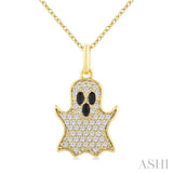 1/6 Ctw Petite Ghost Single Cut Diamond Fashion Pendant With Chain in 10K Yellow Gold