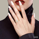 1/2 Ctw Knife Edge Shank Oval Shaped Lovebright Round Cut Diamond Ring in 14K Yellow and White Gold