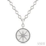 1/20 Ctw Compass medallion Single Cut Diamond Pendant With Chain in Sterling Silver