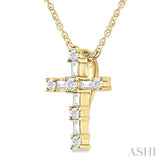 1/20 Ctw Round Cut Diamond Cross Pendant in 10K Yellow Gold with Chain
