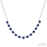 3.5 MM Round Shape Sapphire and 1/2 Ctw Round Cut Diamond Precious Tennis Necklace in 14K White Gold