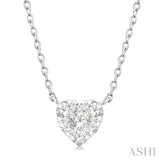 1/10 Ctw Lovebright Petite Heart Shape Round Cut Diamond Fashion Pendant With Chain in 10K Yellow and White Gold