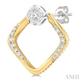 1/3 Ctw Cushion Shape Lovebright Round Cut Diamond Earrings in 10K Yellow and White Gold