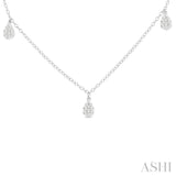 1/3 Ctw Lovebright Pear Motif Round Cut Diamond Station Necklace in 14K White Gold
