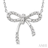 1/10 Ctw Bow Single Cut Diamond Fashion Pendant With Chain in Sterling Silver