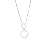 Sterling Silver Double Sqaure Diamond Necklace - (24 Stones)