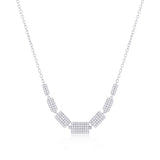 Sterling Silver Rectangle Graduating Diamond Necklace - (152 Stones)