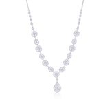 Sterling Silver, Round & Pearshaped Halo Diamond Necklace - (666 Stones)