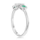 Sterling Silver, Lab-Grown 0.24ct Emareld, & 0.10ct Natural Diamond Ring - (43 Stones)
