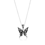 Sterling Silver, Oxidized Butterfly Pendant w/Chain