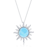 Sterling Silver, Larimar Sun Pendant