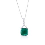 Sterling Silver, Square Malachite Pendant