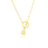 Sterling Silver Ladybug Charm Paperclip Toggle Necklace - Gold Plated