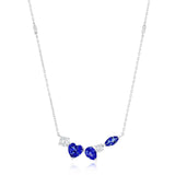Sterling Silver Multi-Shaped CZ Bar Necklace - Sapphire