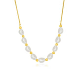 Sterling Silver, FWP & Bead Necklace - Gold Plated