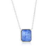 Sterling Silver, Rectangle Necklace - Kyanite