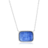 Sterling Silver, Rectangle Designed Necklace - Kyanite